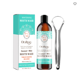 Oralhoe Coconut Mint Mouth Wash, Whitening Teeth Yellow Teeth Stains Tongue Coating Clean  Breath Oral Care