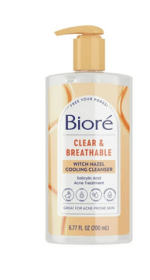 Biore Witch Hazel Face Wash Cleanser, Acne Prone Skin Care, 6.77 fl oz