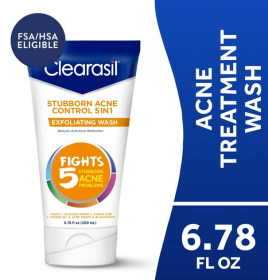 Clearasil Stubborn Acne Exfoliating Acne Face Wash, Normal to Oily Skin, 6.78 fl oz