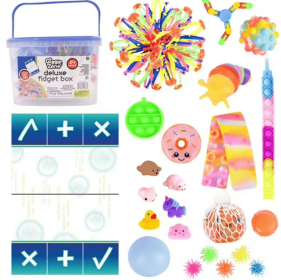 Fidget Box - 24 Sensory Toys with Storage Container, Stress Relief for Kids and Adults - Giggle Zone
