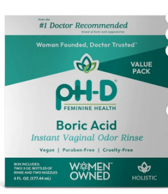 pH-D Feminine Health Boric Acid Cleansing Vaginal Odor Instant Rinse, 6 fl oz (177.44 ml), 2 Count