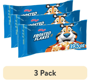 (3 pack) Kellogg's Frosted Flakes Cold Breakfast Cereal, 8 Vitamins and Minerals, Kids Snacks, Original, 39.5oz Bag (1 Bag)