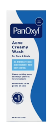 PanOxyl Acne Creamy Wash Daily Control, Face & Body, 4% Benzoyl Peroxide, All Skin Types, 6 oz