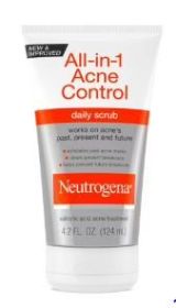 Neutrogena All-In-1 Acne Control Daily Facial Acne Scrub, 4.2 fl. oz