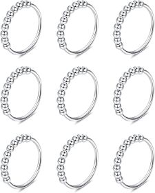 9Pcs Anxiety Rings for Women Men Stainless Spinner Rings Fidget Rings for Anxiety Stress Relief Beads Rings Size 7
