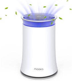 Mooka Air Purifier for Home;  True HEPA Air Cleaner ;  Activated Carbon Filter;  Up to 540 sqft Quiet Night Light Ozone-free
