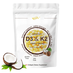 Immune Support D3 1000 IU K2 200MCG Dietary Supplement D3 K2 Softgel Capsule