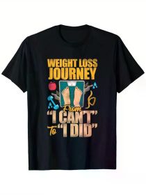 Weight Loss Journey T-Shirt - "From 'I Can't Do'" Graphic, 100%, Soft & Breathable, Black Round Neck