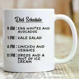 1pc, Funny Weight Loss Coffee Mug Gift For Dieters Gym Enthusiast Fitness Lovers and Friends, Diet Schedule, fun