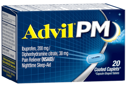 Advil PM (20 Count) Pain Reliever/Nighttime Sleep Aid Coated Caplet, 200mg Ibuprofen, 38mg Diphenhydramine