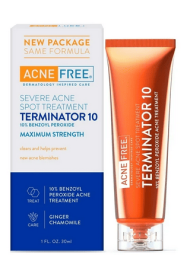 AcneFree Terminator 10 Acne Spot Treatment Cream with 10% Benzoyl Peroxide, 1 fl oz
