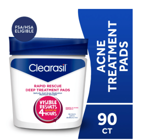 Clearasil Salicylic Acid Rapid Rescue Deep Treatment Acne Pads, 90 count