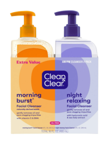Clean & Clear Day and Night Acne Face Wash, Oil-Free, 8 fl oz (2 Pack)