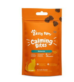 Zesty Paws Calming Bites for Cats, Stress & Anxiety Relief Supplement, Bacon Flavor, 30 ct