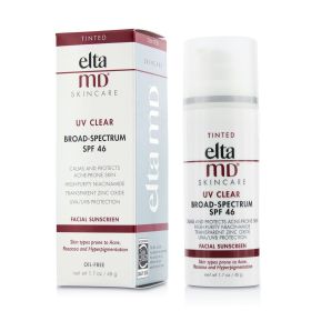 ELTAMD - UV Clear Facial Sunscreen SPF 46 - For Skin Types Prone To Acne, Rosacea & Hyperpigmentation - Tinted 02520 48g/1.7oz
